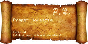 Prager Modeszta névjegykártya